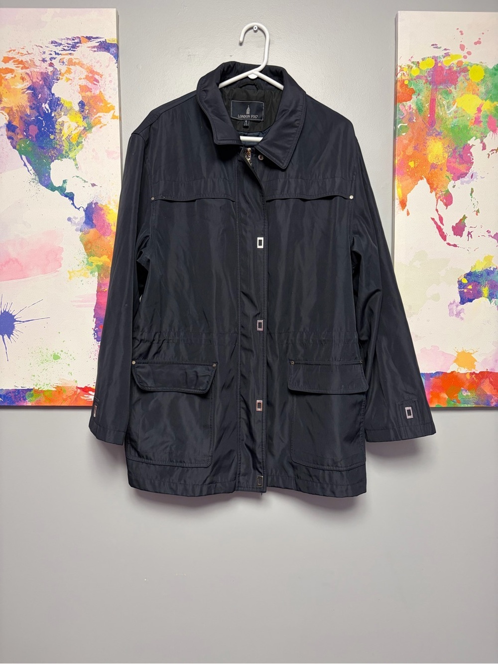 London Fog Navy Utility Jacket with Flap Pockets
